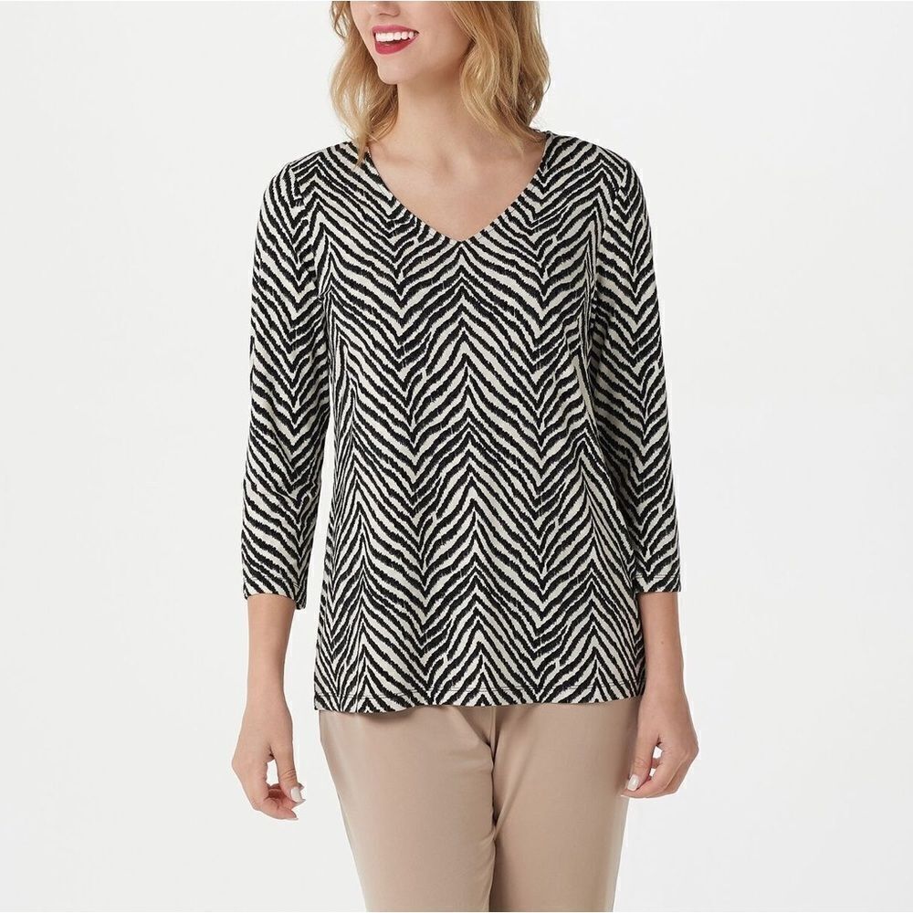 Susan Graver Weekend Printed Cool Touch 3/4 Sleeve Top